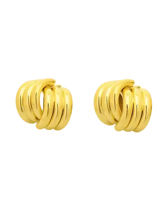 18K Gold Stud Earrings with Line
