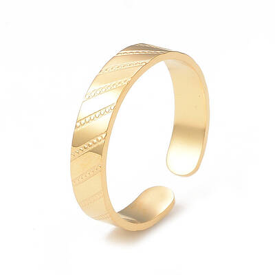Ion Plating(IP) 304 Stainless Steel Rhombus Open Cuff Ring for Women