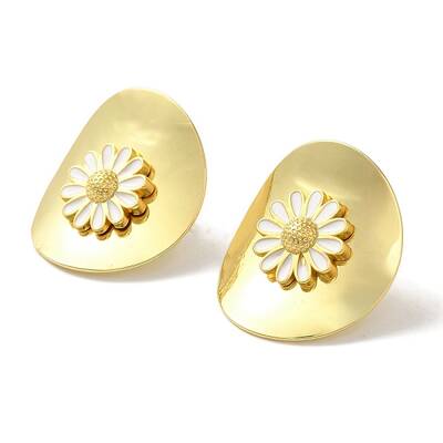 Rack Plating Brass Enamel Stud Earrings