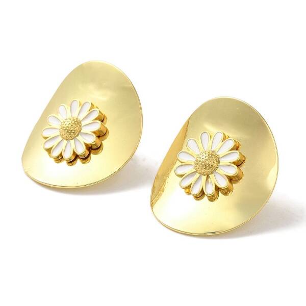 Rack Plating Brass Enamel Stud Earrings