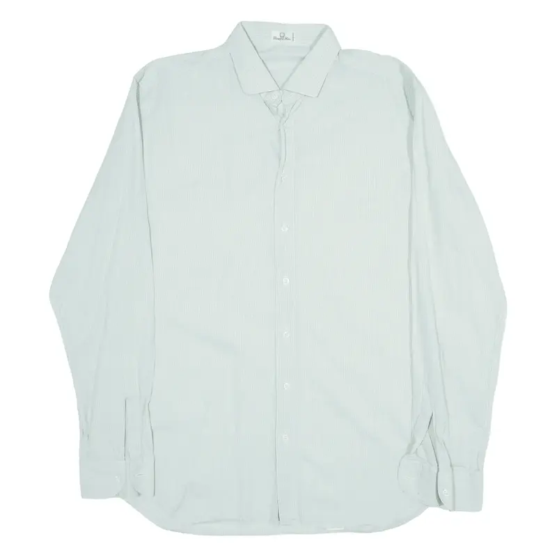 GIUSEPPE LENKL Shirt Green Striped Long Sleeve Mens L