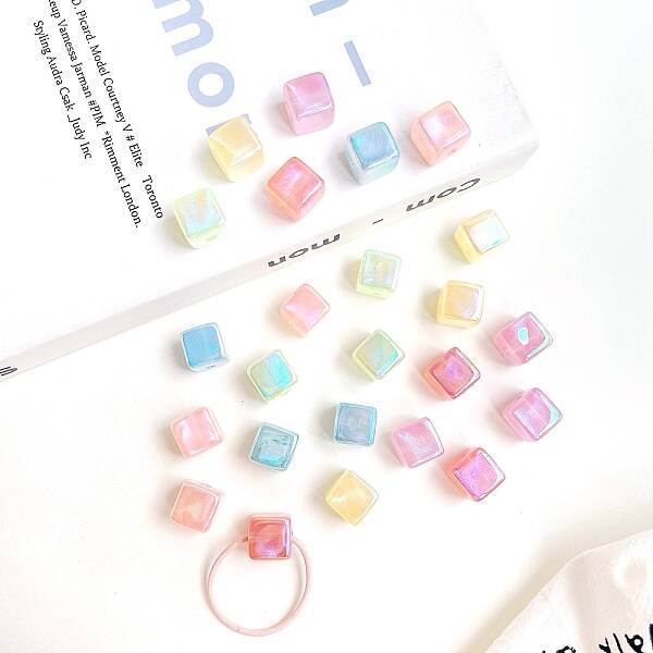 UV Plating Rainbow Iridescent Acrylic European Beads