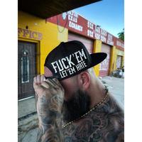 LET 'EM HATE Side Style Black Hat with White Print - Adjustable Snapback