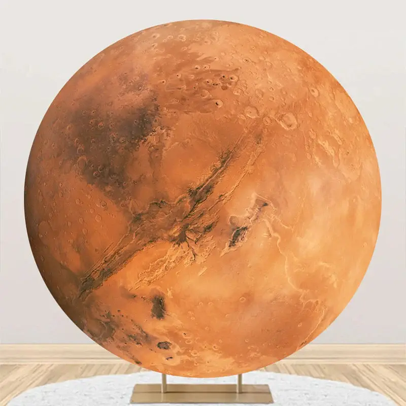 Round Mars Surface Texture Planet Birthday Backdrop - Aperturee