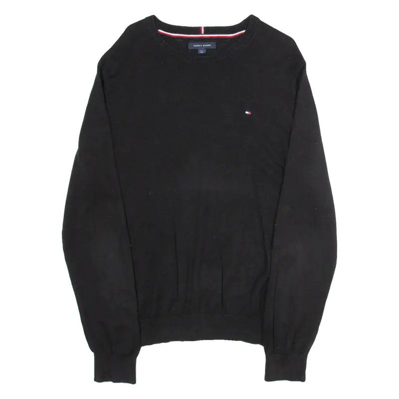 TOMMY HILFIGER Mens Jumper Black Tight Knit L