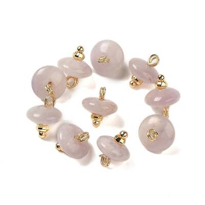 Natural Lepidolite Rondelle Charms with Rack Plating Brass Loops
