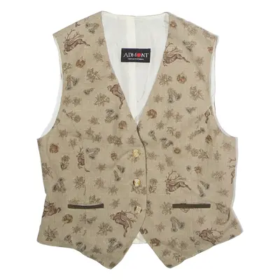 ADMONT Womens Blazer Waistcoat Beige Knit Linen Floral UK 14