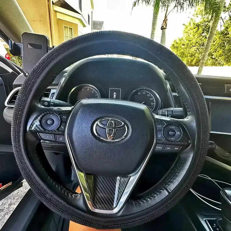 Rhinestone Decor Car Steering Wheel Cover, 1 Count Sparkling Steering Wheel Protector for Women, Car Interior Decoration Acce...