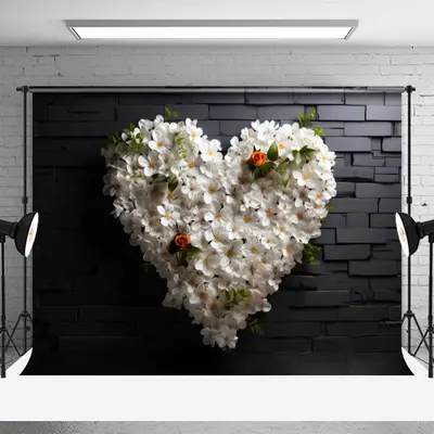 White Heart Magnolia Flowers Valentines Day Backdrop - Aperturee