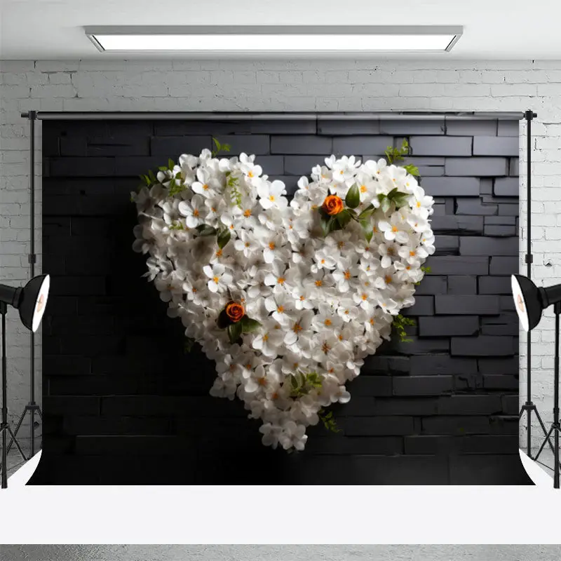 White Heart Magnolia Flowers Valentines Day Backdrop - Aperturee