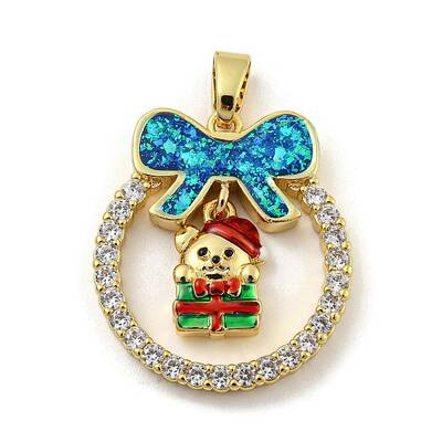 Christmas Brass Micro Pave Cubic Zirconia Pendant
