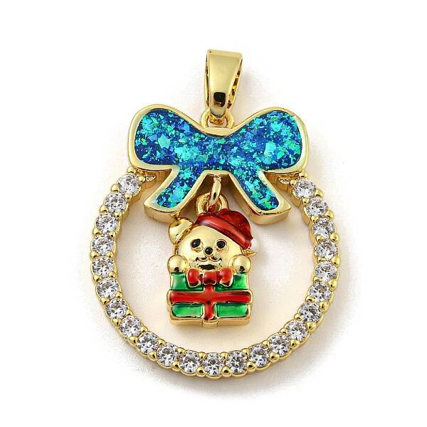 Christmas Brass Micro Pave Cubic Zirconia Pendant