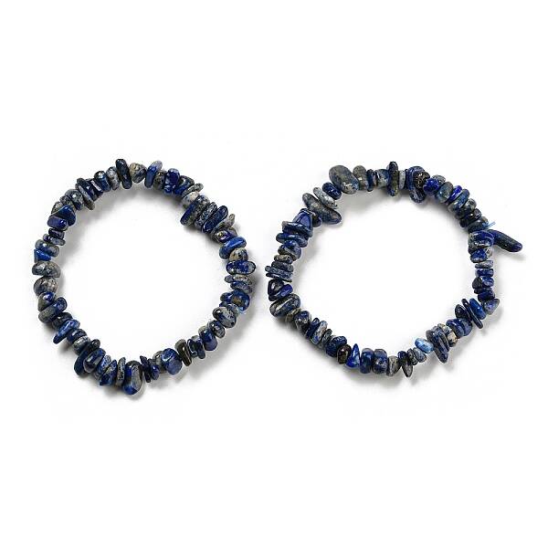 Natural Lapis Lazuli Chip Beaded Stretch Bracelet