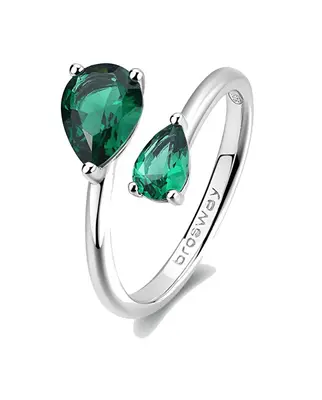 Brosway Anello Aperto In Argento Fantasia Verde Life Flg114 - Circuito: 54 Mm