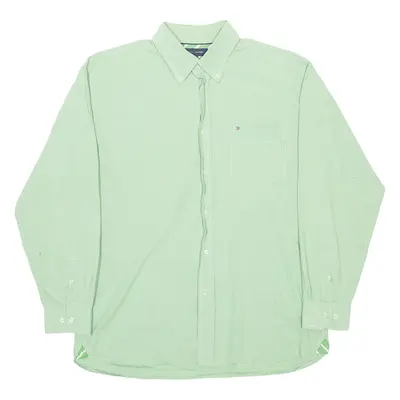TOMMY HILFIGER Mens Shirt Green Check Long Sleeve L