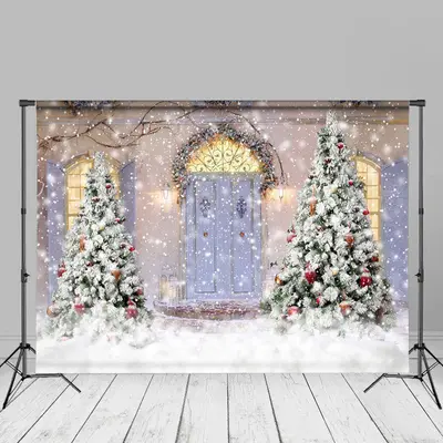 Winter Snowflakes Outdoor Christmas Tree Backdrop - Aperturee