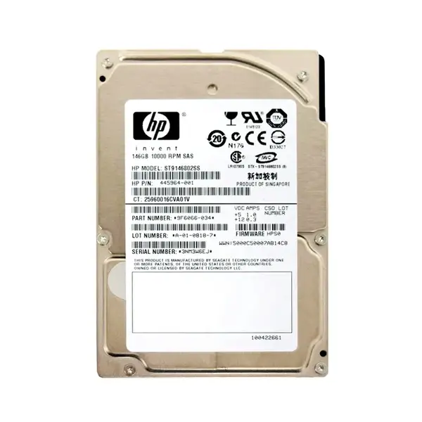445964-001 HP 146GB 3Gb/s SAS 10000 2.5-inch 16MB Hard Drive