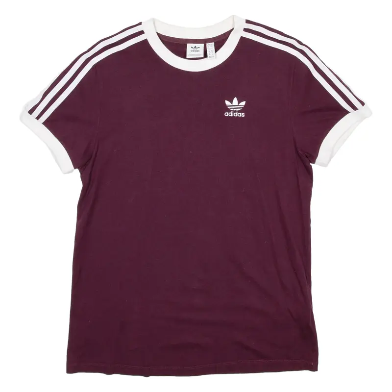ADIDAS Womens T-Shirt Maroon UK 4