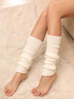 Women's Solid Leg Warmers, Fashionable Cozy Design Warm Socks for Fall & Winter, Women's Socks for Daily Wear