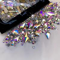 Rhinestone Nail Art Decoration, 300pcs/bag Flatback Round Rhinestone & Flatback Odd Shaped Large Cubic Zirconia, Nail Art Acc...