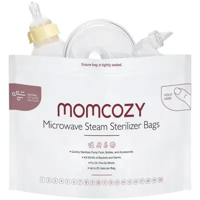 Momcozy Microwave Steam Sterilizer Bags, Travel Sterilizer Bags Reusable for Baby Bottle