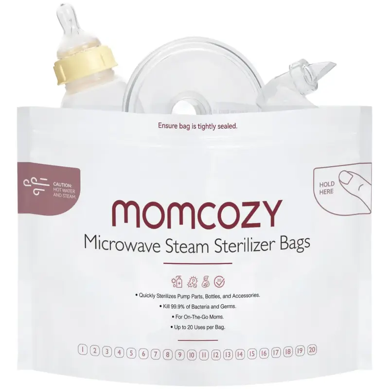 Momcozy Microwave Steam Sterilizer Bags, Travel Sterilizer Bags Reusable for Baby Bottle
