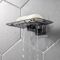 Wall Mounted Self Draining Soap Rack, 1 Count Transparent Punch-free Soap Dish Holder, Clear Soap Dish, Bathroom Accessories,...