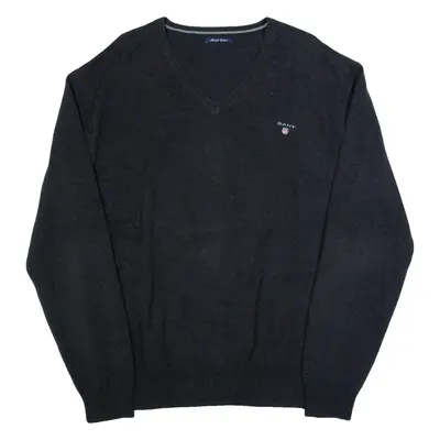GANT Mens Jumper Grey V-Neck Tight Knit XL