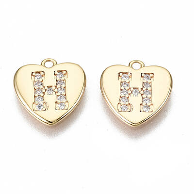 Brass Micro Pave Clear Cubic Zirconia Charms