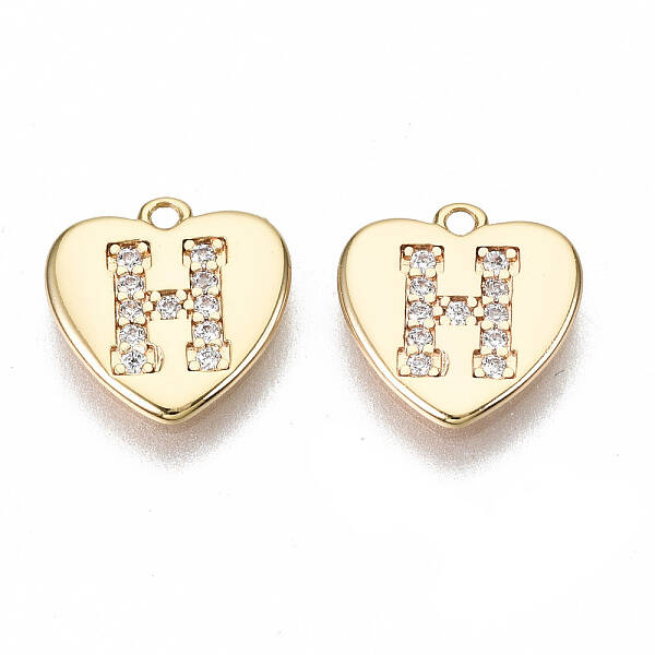 Brass Micro Pave Clear Cubic Zirconia Charms