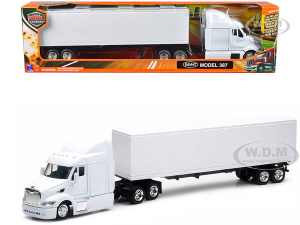 Peterbilt 387 Truck with Dry Goods Trailer White \
