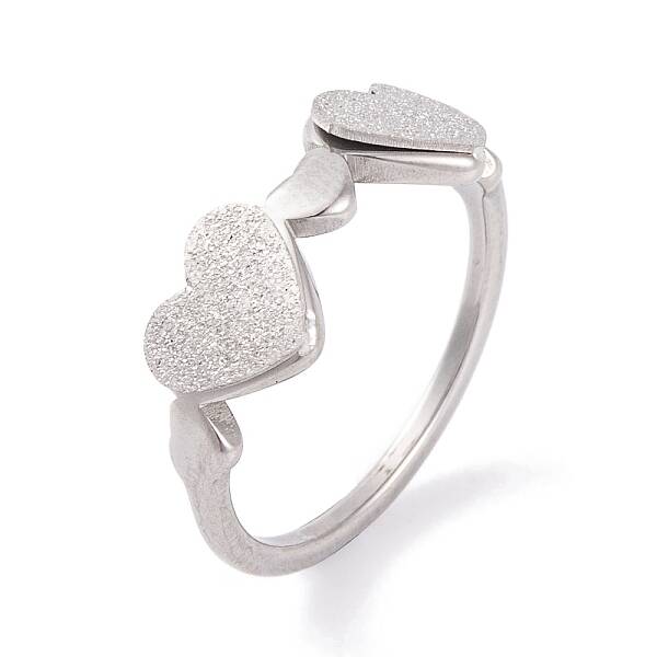 Non-Tarnish 304 Stainless Steel Heart Finger Ring for Women