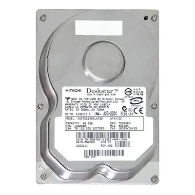 HDS722540VLAT20 Hitachi Deskstar 7K250 Series 40GB 7200RPM IDE Ultra ATA/100 (ATA-6) 2MB Cache 3.5-inch Hard Drive