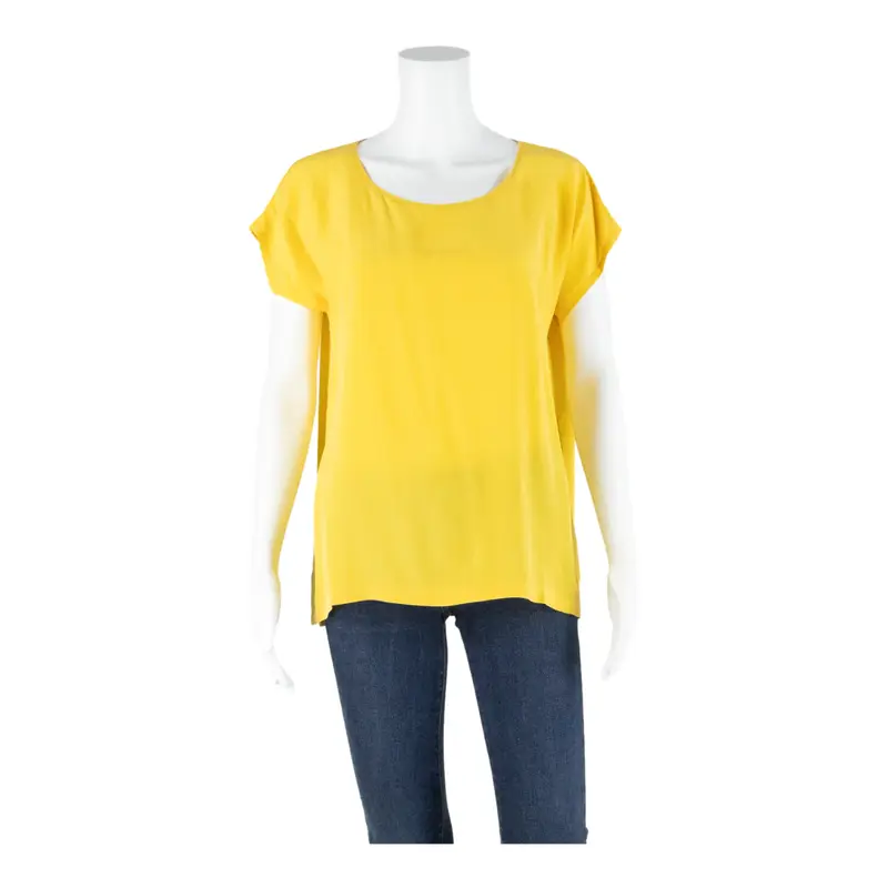Womens Top Yellow Strapless Silk L