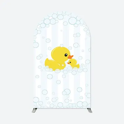 Aperturee Bubbles Yellow Duck Stripe Baby Shower Arch Backdrop | Diy Round Arch Backdrop | Diy Chiara Backdrop Cover | Circle...