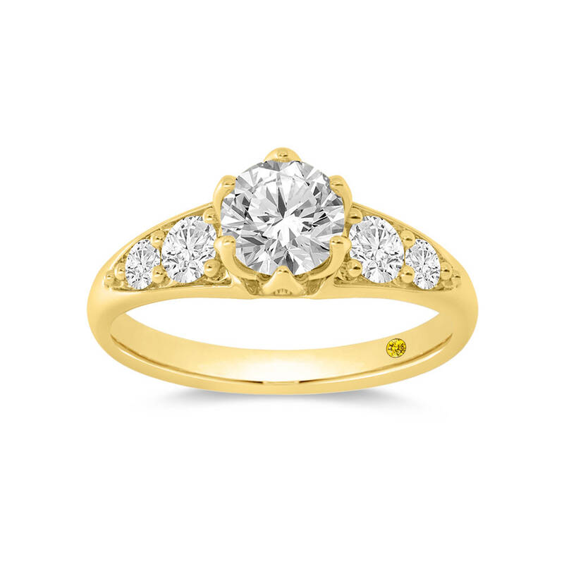 Riven Quarter Coverage Graduating Pavé Round Lab Grown Diamond Engagement Ring | 10K Yellow Gold 4 3/4 CT. TW.