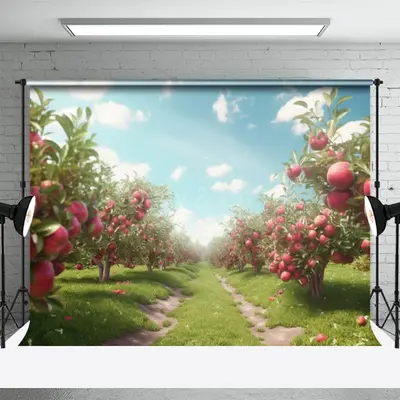 Blue Sky Apple Tree Grass Spring Backdrop For Photo - Aperturee