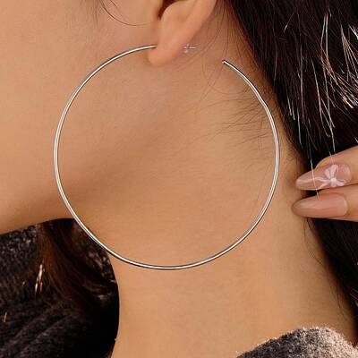 304 Stainless Steel Big Circle Stud Earrings