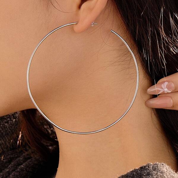 304 Stainless Steel Big Circle Stud Earrings