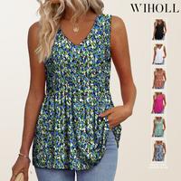 WIHOLL Womens Tank Tops 2025 Flowy Peplum Tops for Women Dressy Sleeveless V Neck Babydoll Tank Tops