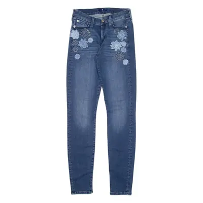 7 FOR ALL MANKIND Floral Womens Jeans Blue Slim Skinny W27 L28