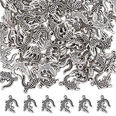 100Pcs Crocodile Tibetan Style Alloy Pendants