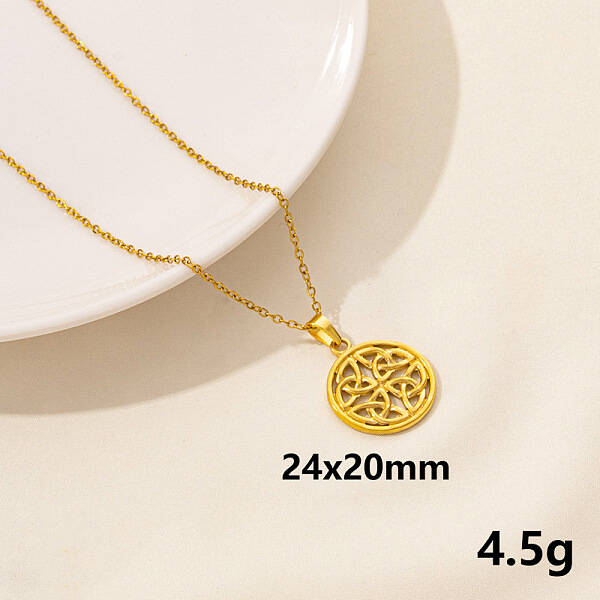 Vintage Stainless Steel Knot Pendant Lock Collarbone Chain Necklace for Women