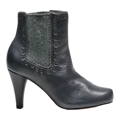 CLARKS Brogue Ankle Boots Grey Leather Womens UK 4.5