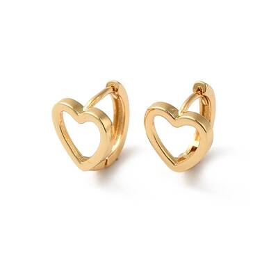 Rack Plating Brass Hollow Heart Hoop Earrings for Women