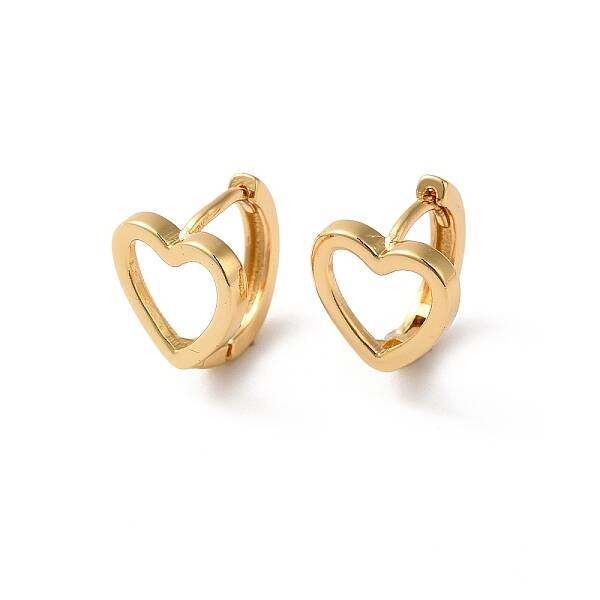 Rack Plating Brass Hollow Heart Hoop Earrings for Women