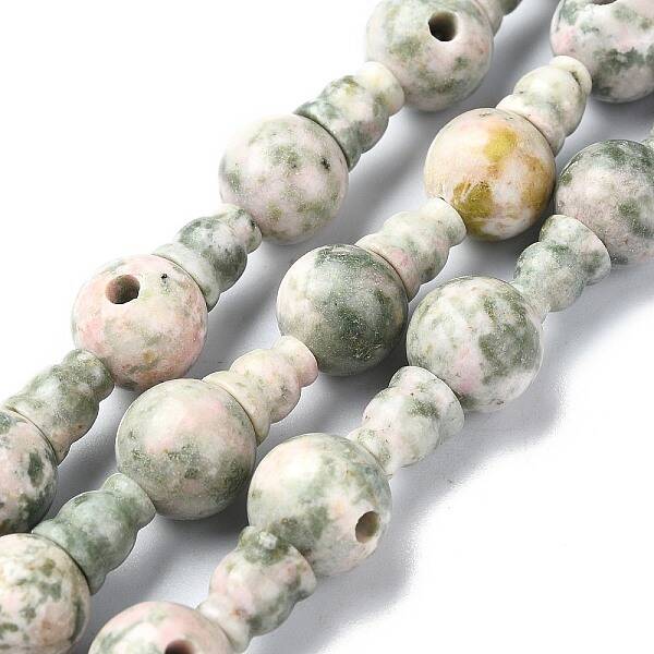 Natural Green Line Jasper 3-Hole Guru Bead Strands