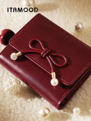 Women's Bow Decorated Christmas Short Wallet, Fashionable Card Holder, Multi-card Slot Card Holder, Casual Versatile Wallet...