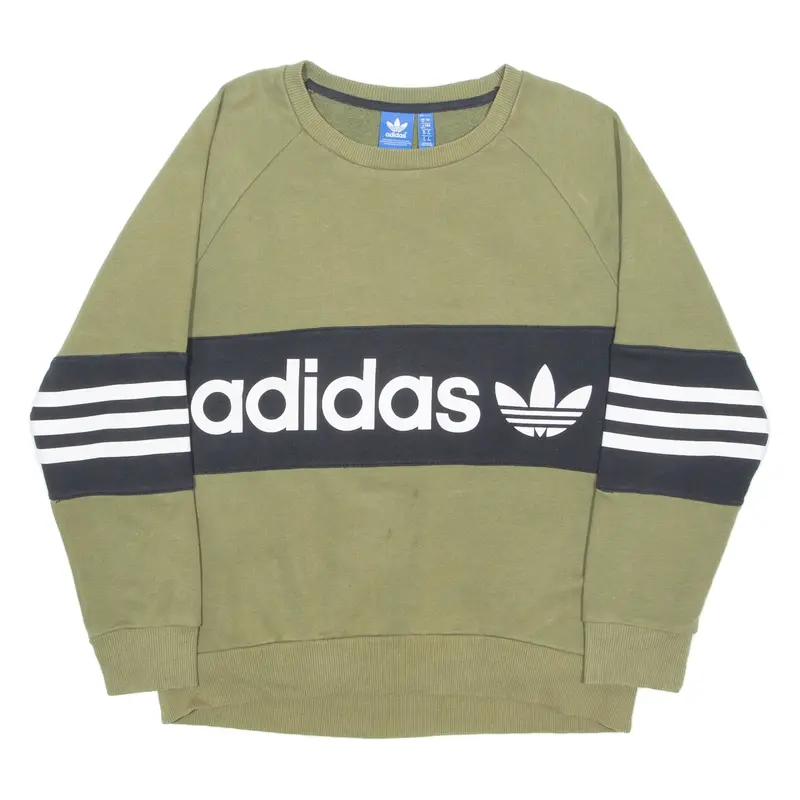 ADIDAS ORIGINALS Womens Sweatshirt Green Crew Neck UK 12