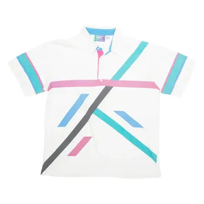 SLAZENGER Mens Polo Shirt White Crazy Pattern XL
